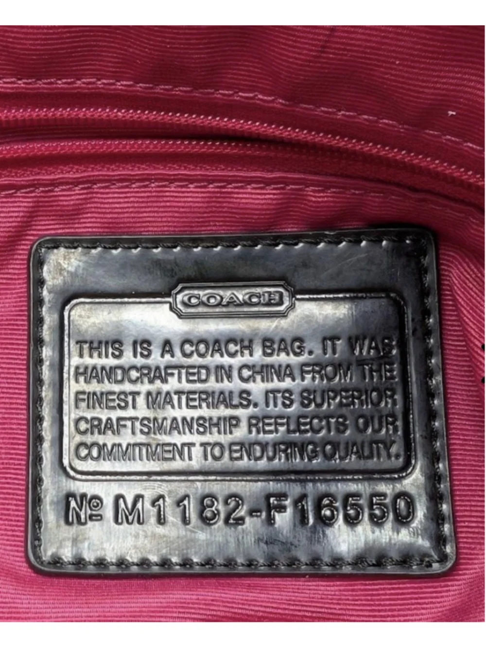 Coach Signature Black Monogram Nylon Kyra Shoulder Bag COA Pink Interior EUC